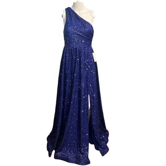 Dresses For Everyone | Dresses | Dresses For Everyone Blue One Shoulder  Sequin Prom Formal Dress | Poshmark